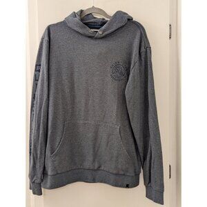 Quiksilver Mens Gray Pullover Hoodie With Kangaroo Pocket & Logo Graphics - Size
